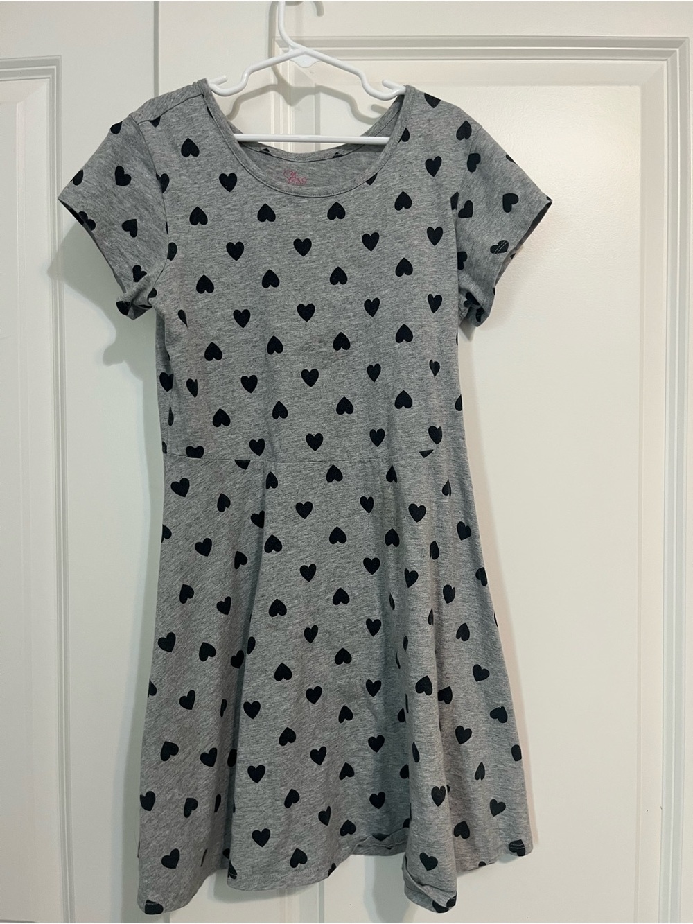 The Children's Place Grey Dress with Black Heart Print